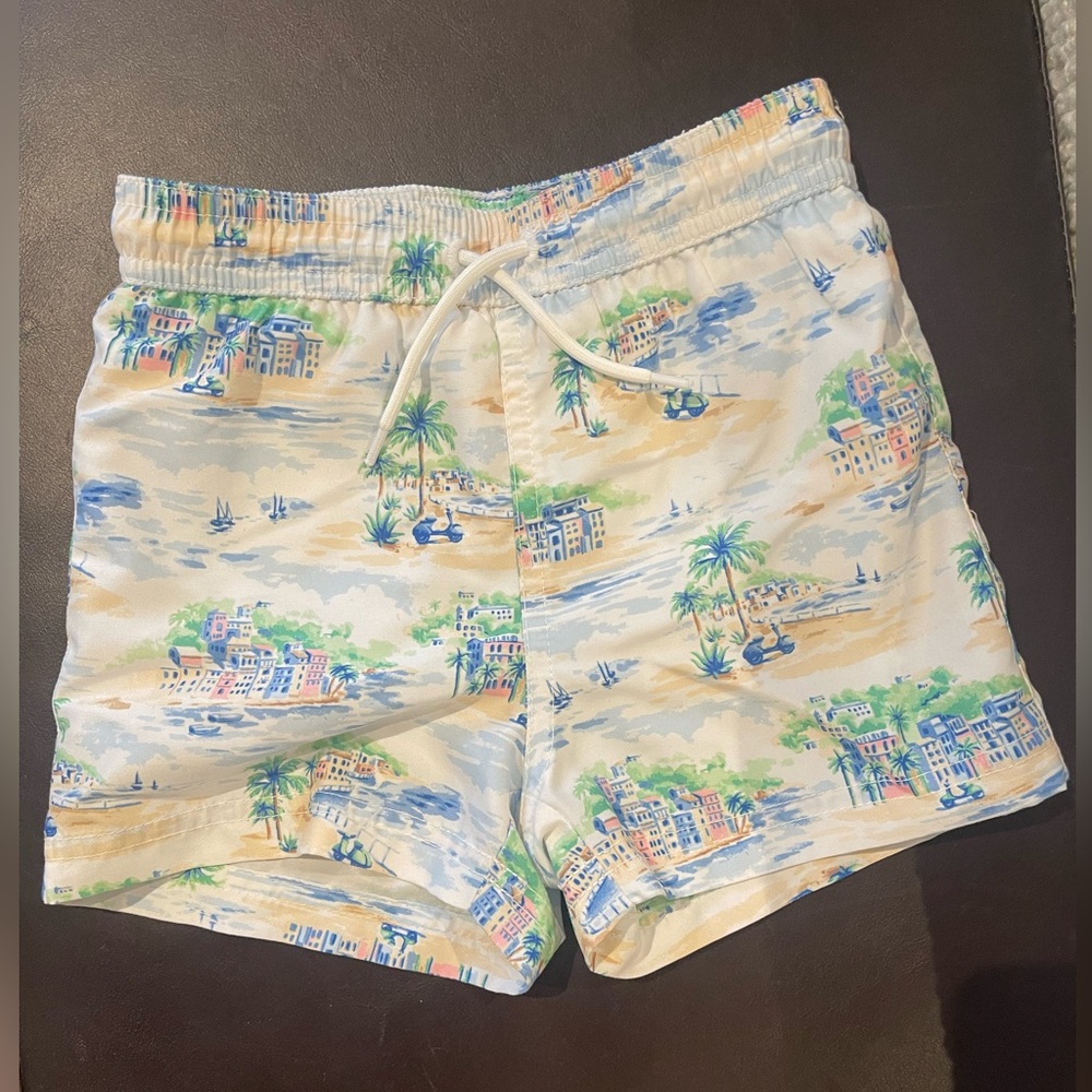 Janie and Jack White Mesh Lined Swim Bottom with Pastel Trim